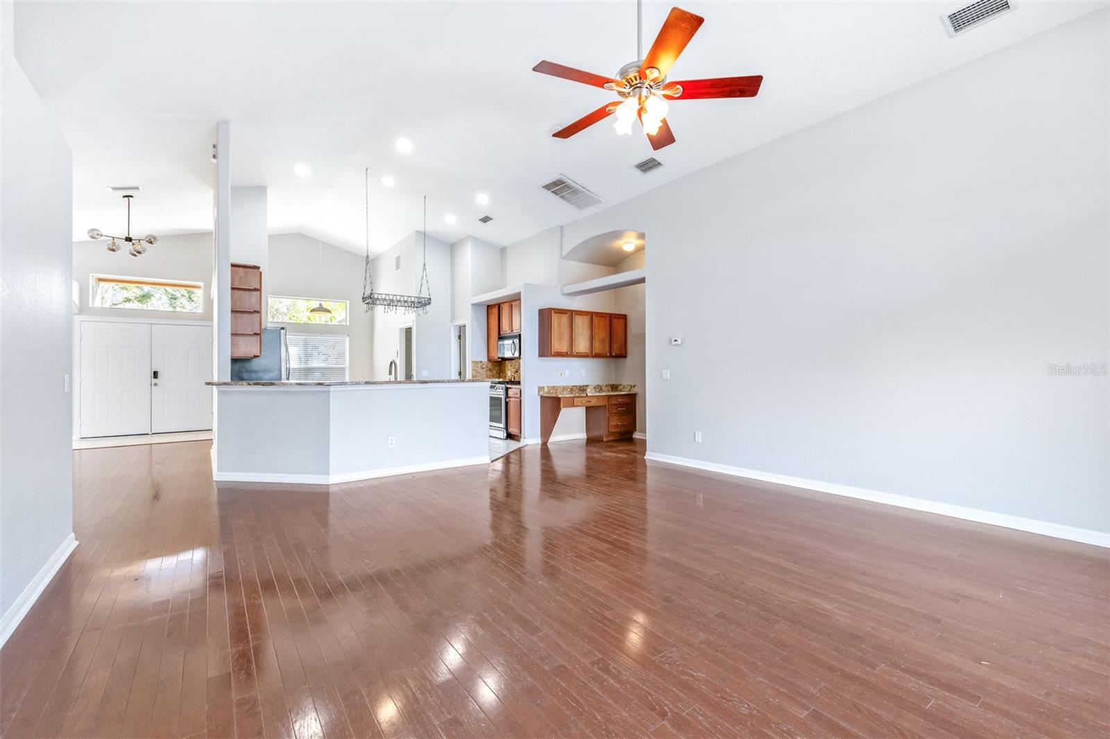 Living room overlooking kitchen