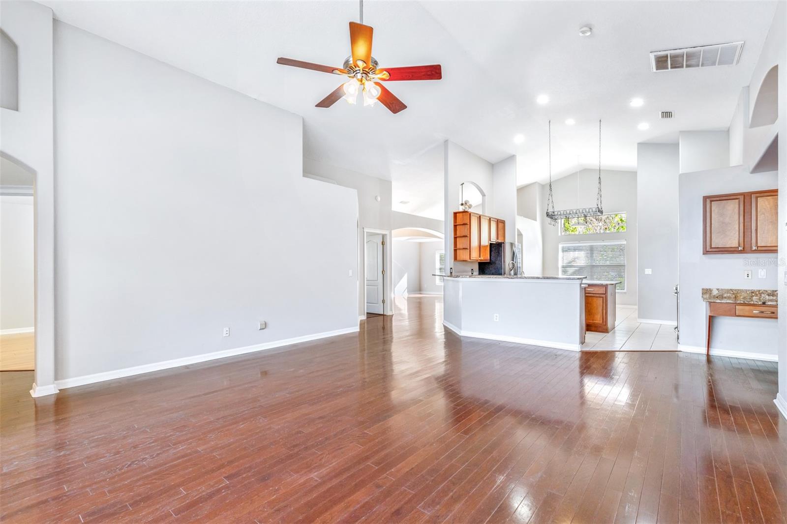 Living room overlooking kitchen