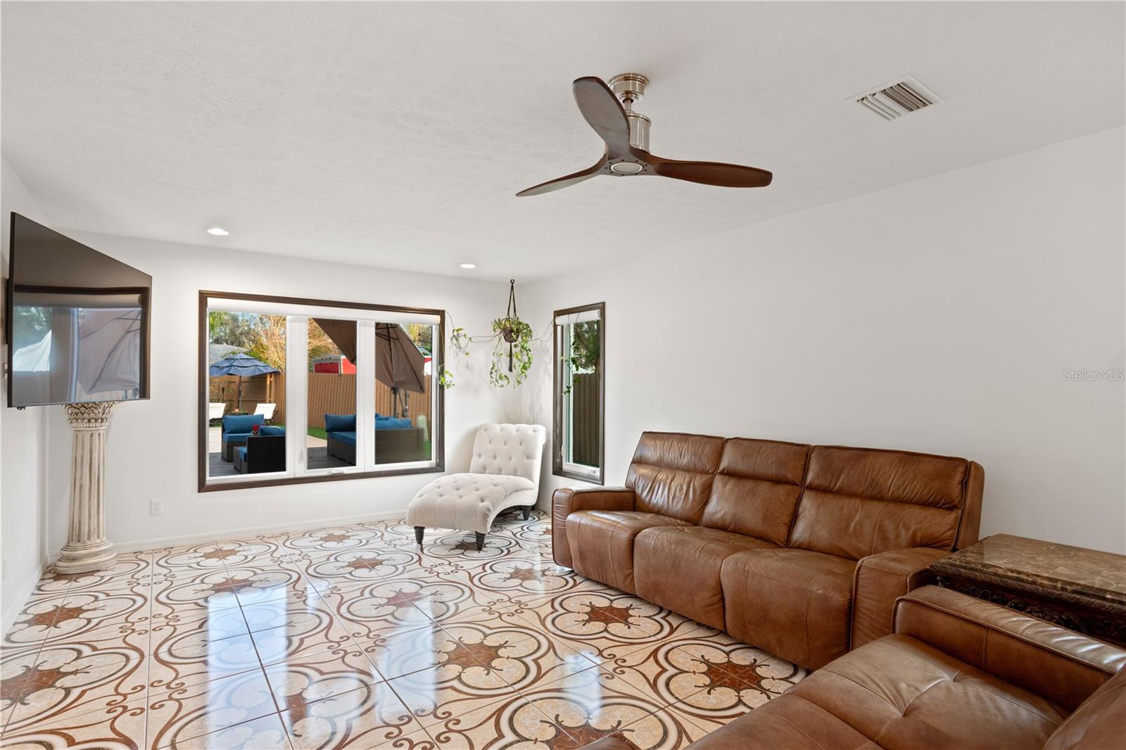 Living room with new windows