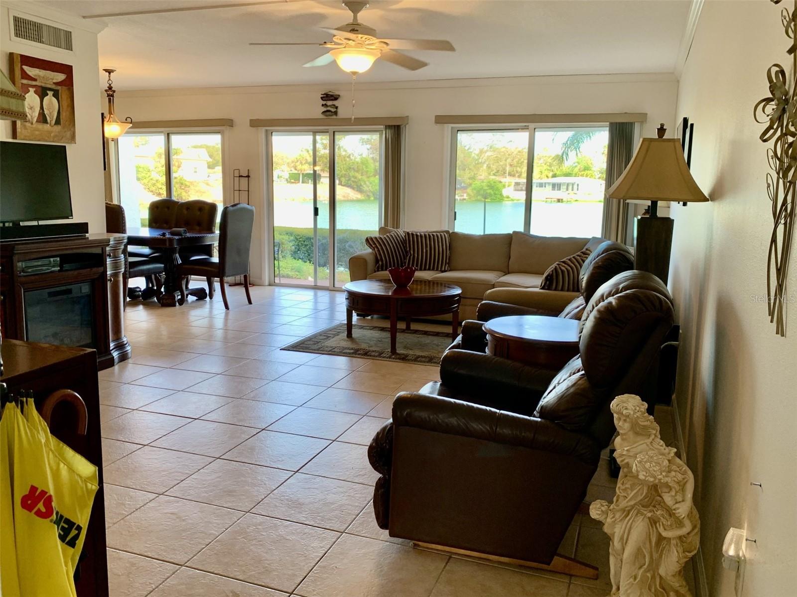 View of great room that also overlooks the pond