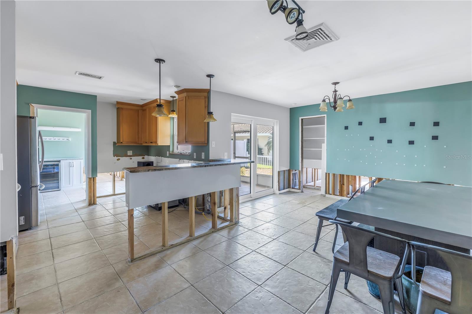 Kitchen opens to family room