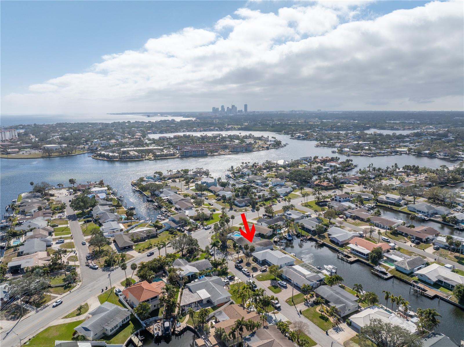 Arial view showing waterfront & downtown St Pete