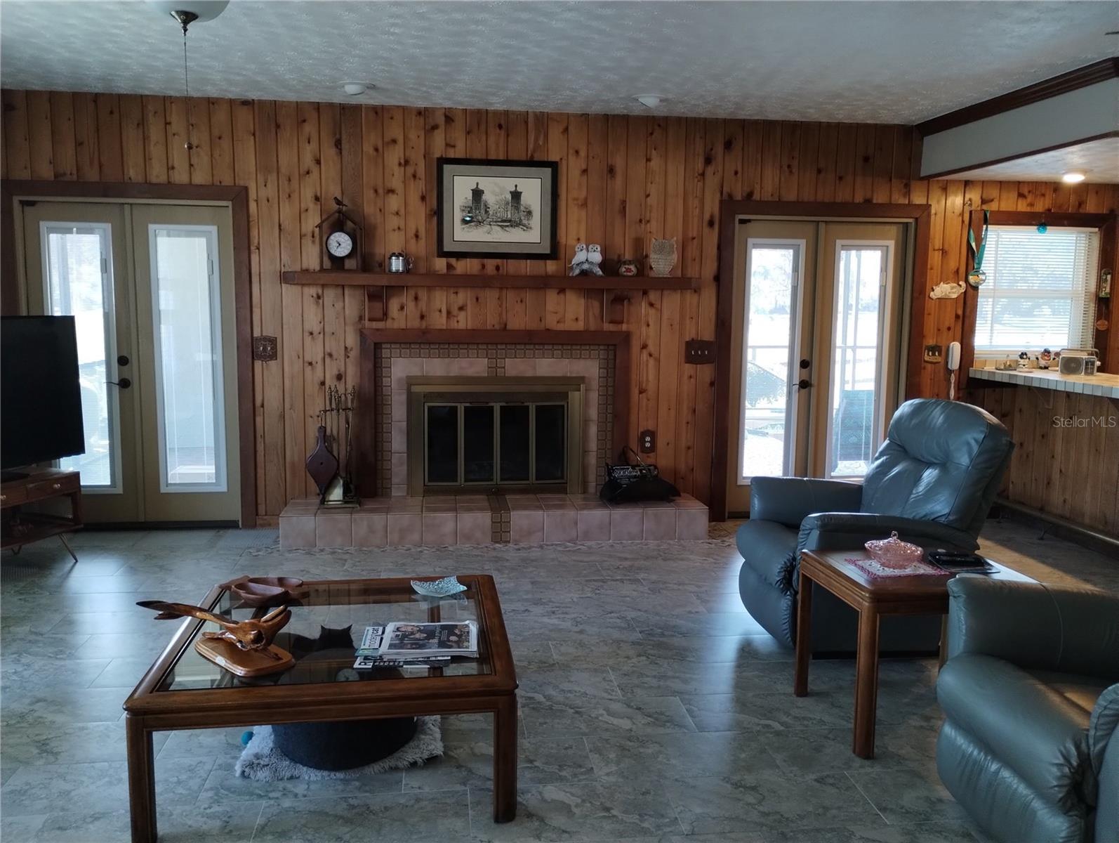 Family room with fireplace