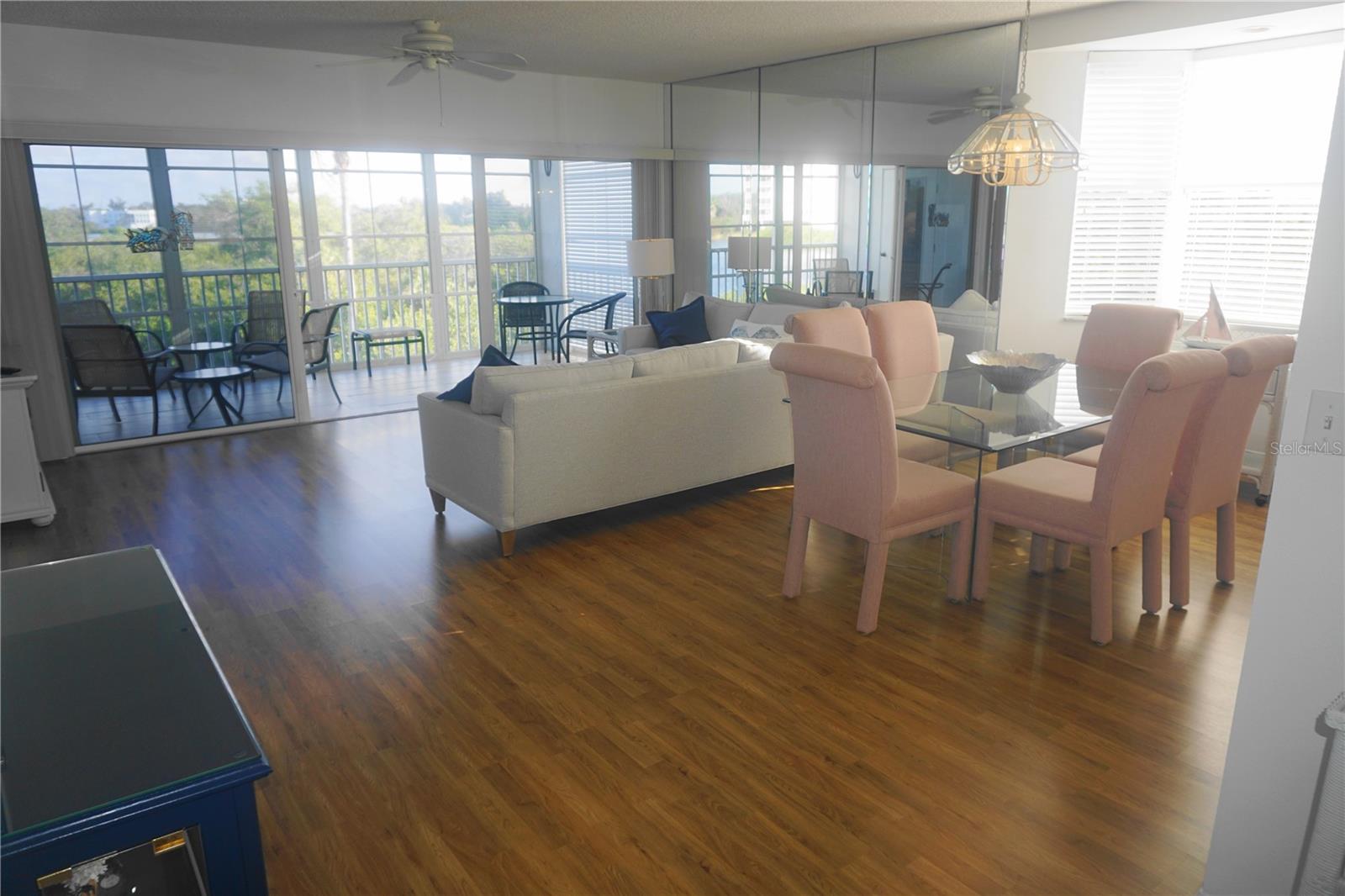 The spacious great room offers spectacular lake and bayou views.