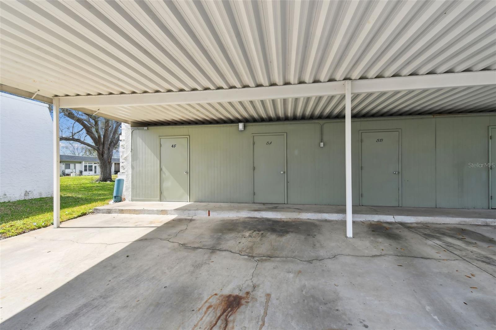 Covered Parking and Storage Closet