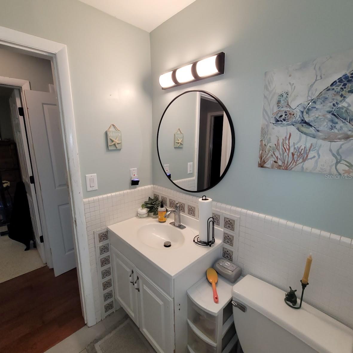 Main Bathroom sink and cabinet