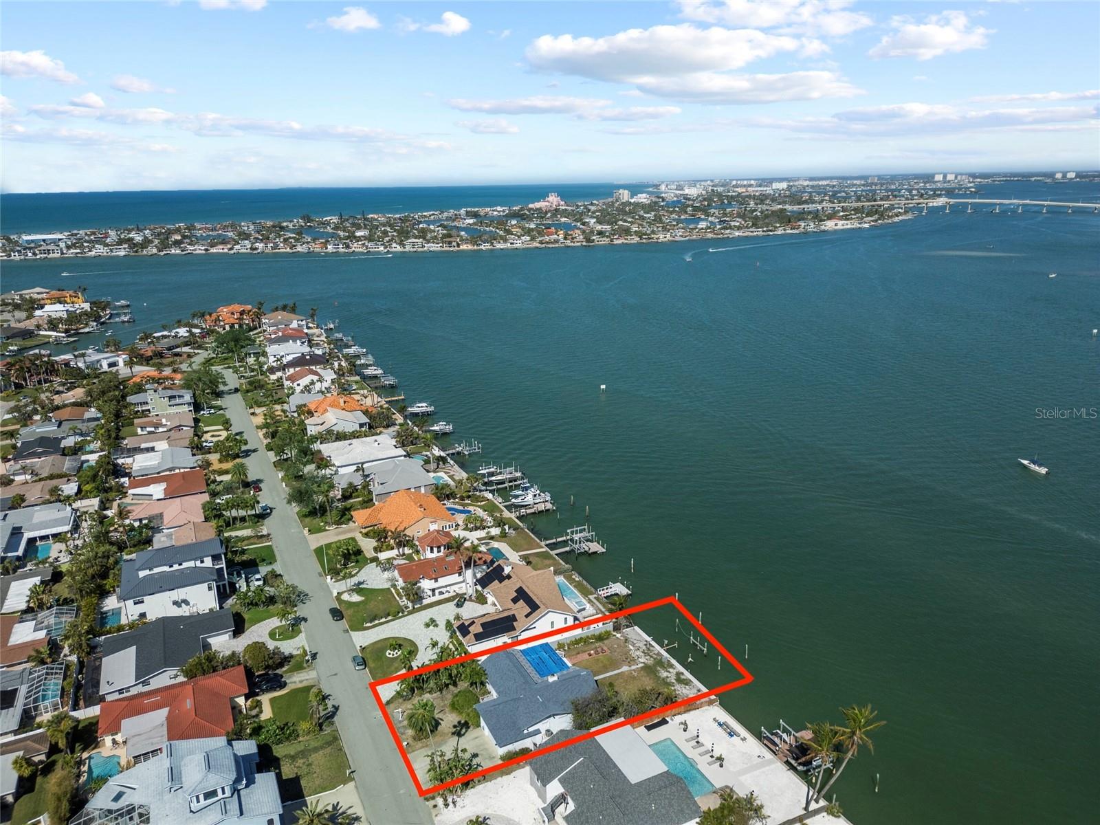 Aerial view of the home looking northwest.  You can see the famed Don Cesar in the distance