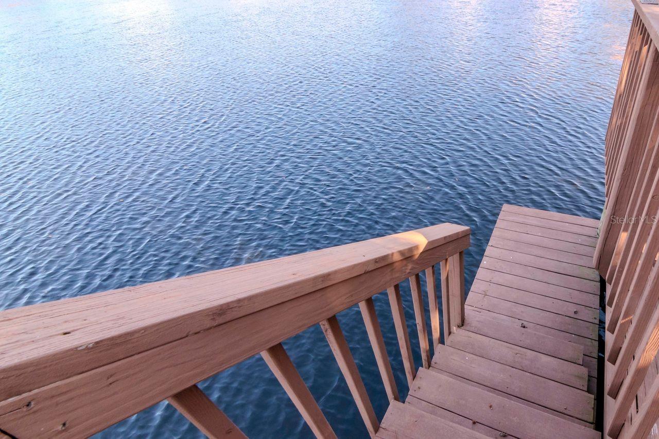 Stairs to access pond.  Grab your kayak or SUP.