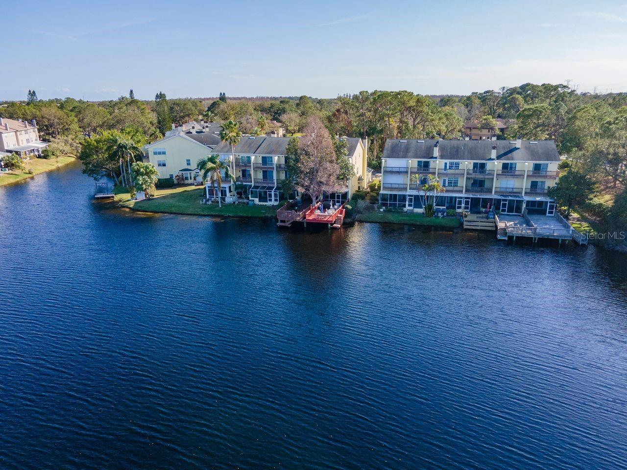 Aerial view of pond