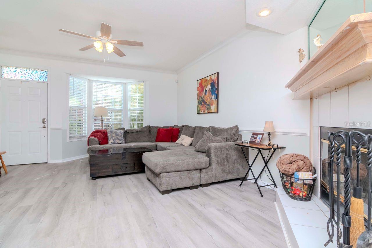 Another view of the living room and front door.