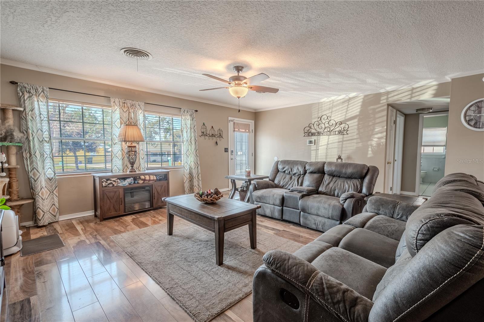 The living room and foyer.