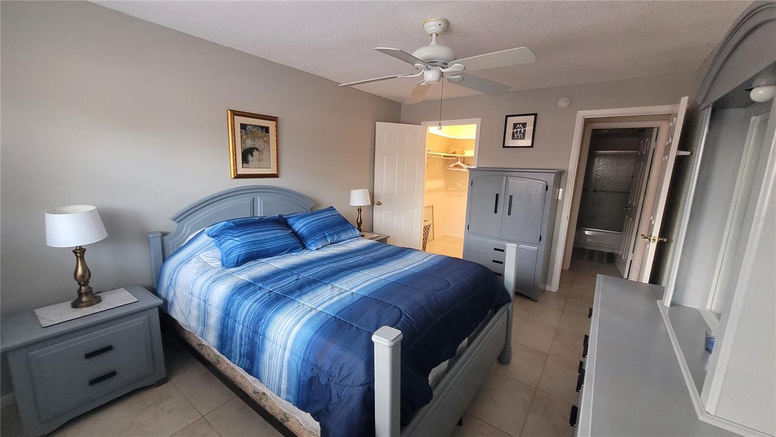 Spacious bedroom with walk-in closet