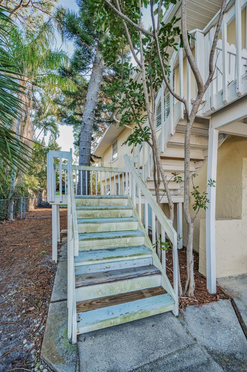 Exterior staircase on East side