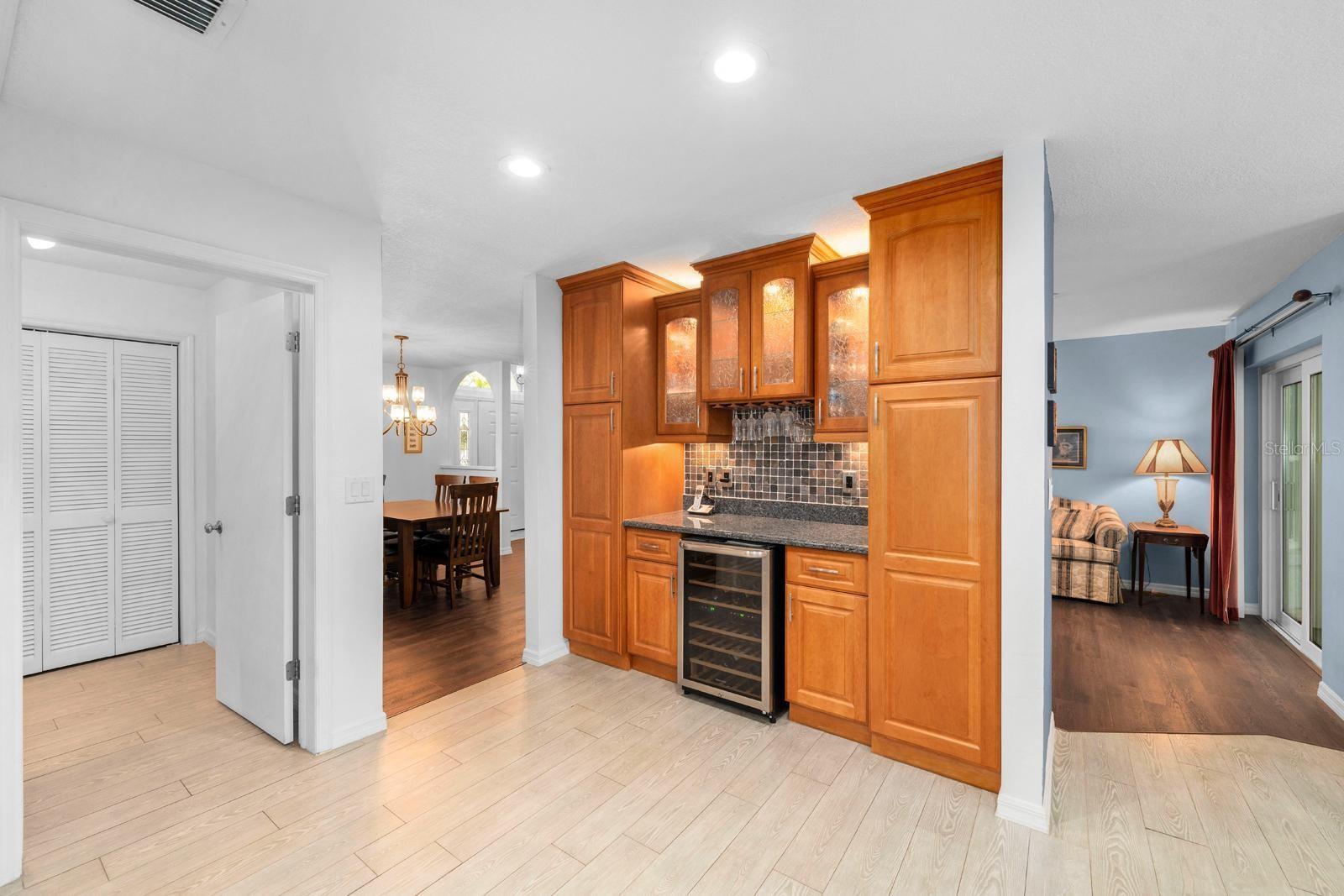 kitchen built in wine bar