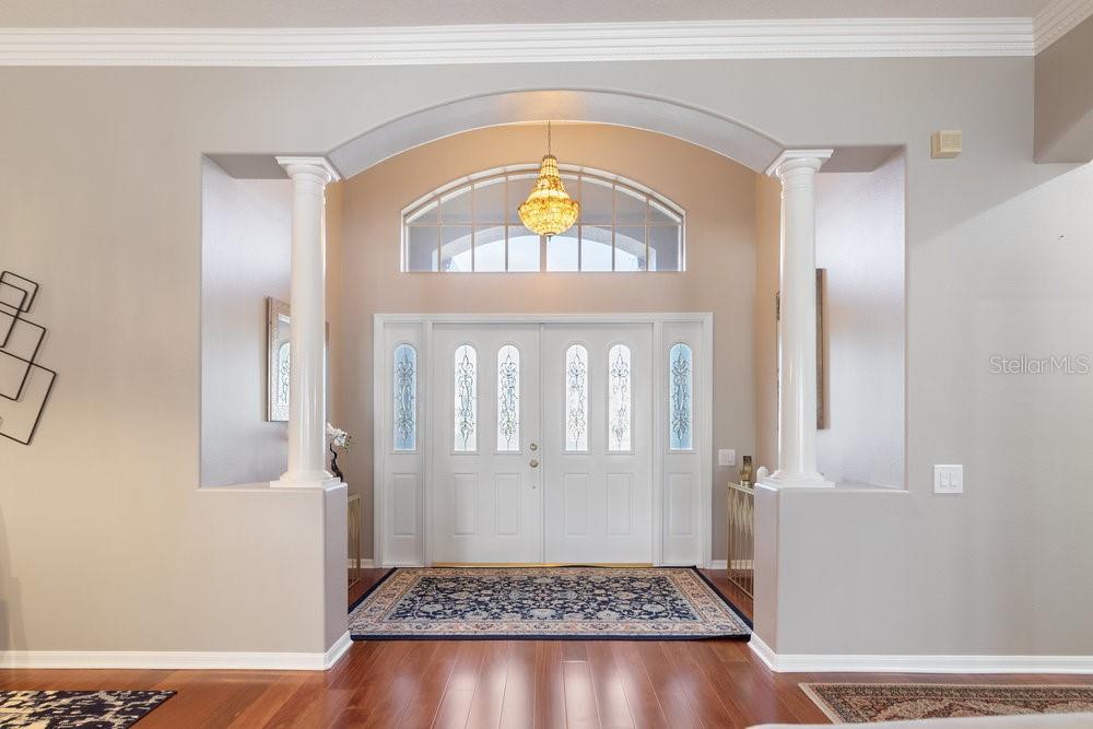 Foyer with decorative columns