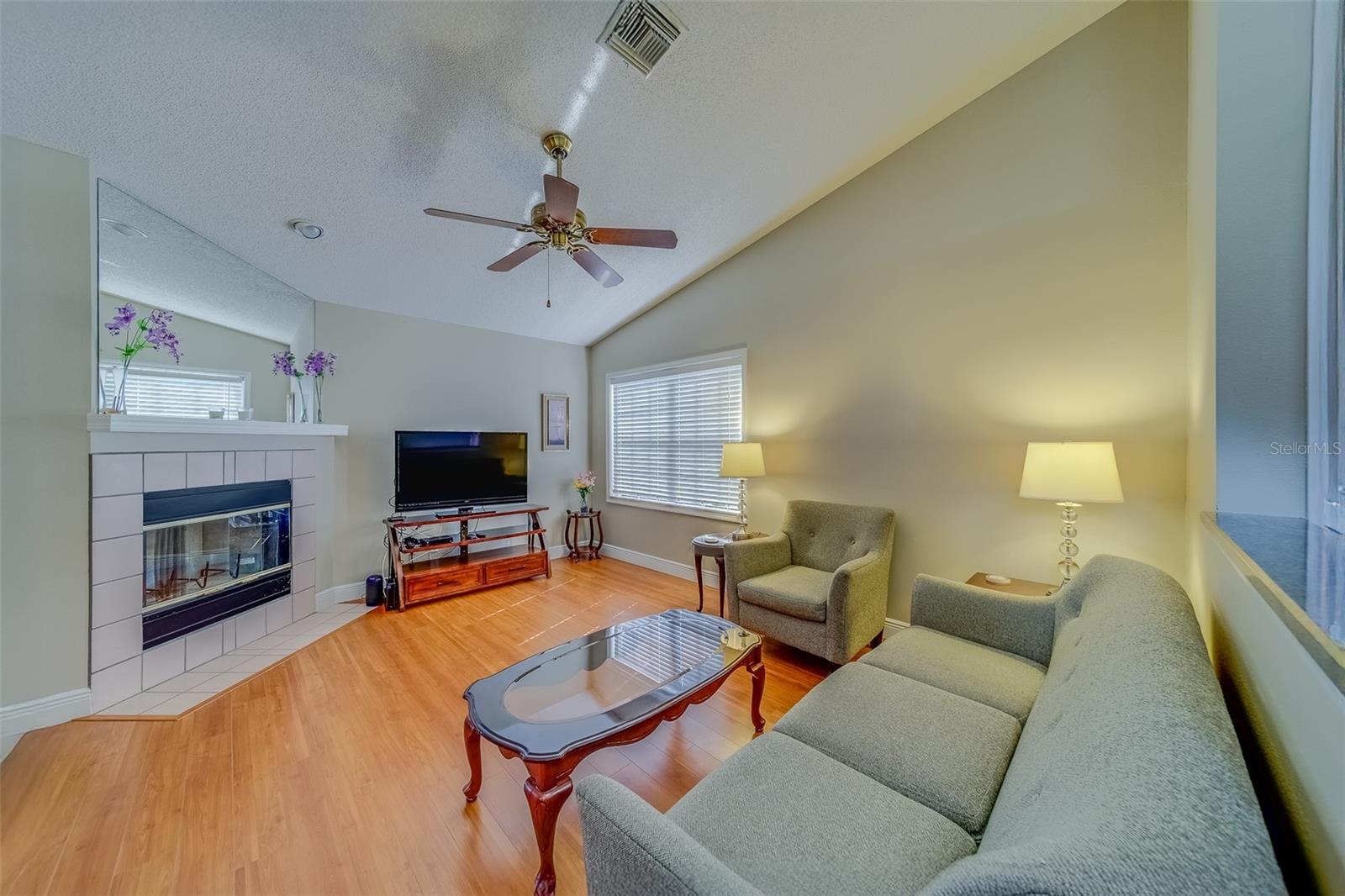 Living Room with High Ceilings