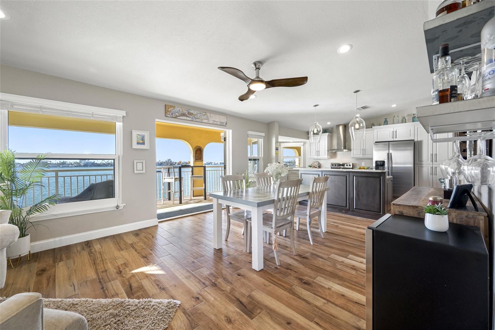 Dining room with access to 50ft waterfront balcony