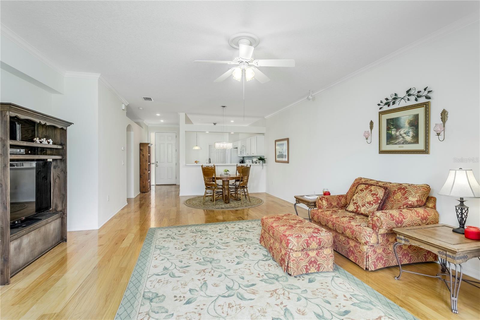 Living room and dining room