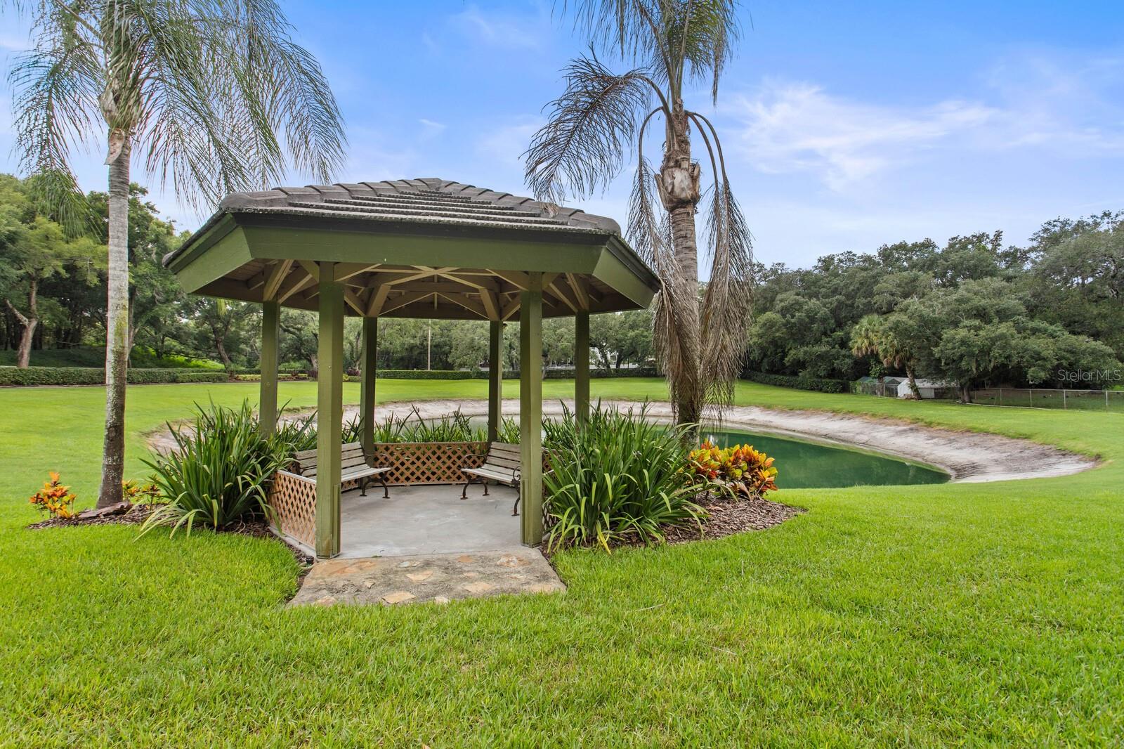 Enjoy an evening at your own personal pond and gazebo!