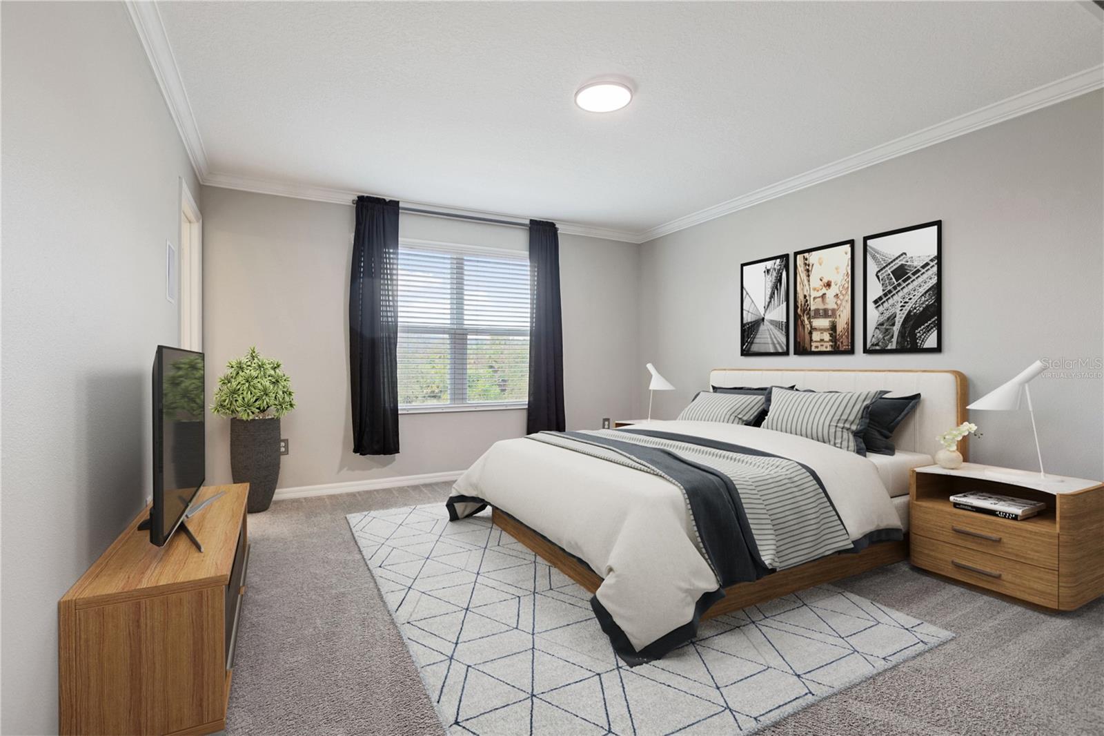 Virtually staged Master Bedroom