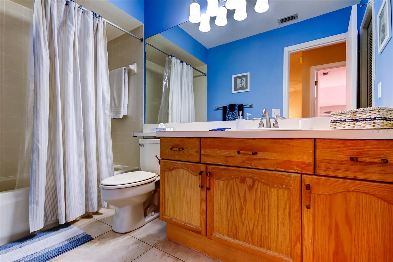 57. Bathroom #2 (4.11' x 9.10') Upstairs for Beds #2 & #3; It's Right Next to Them.. Extra Wide Vanity  - Easily Update to Double Sink Vanity if Desired! Linen Closet Inside Bathroom too!!