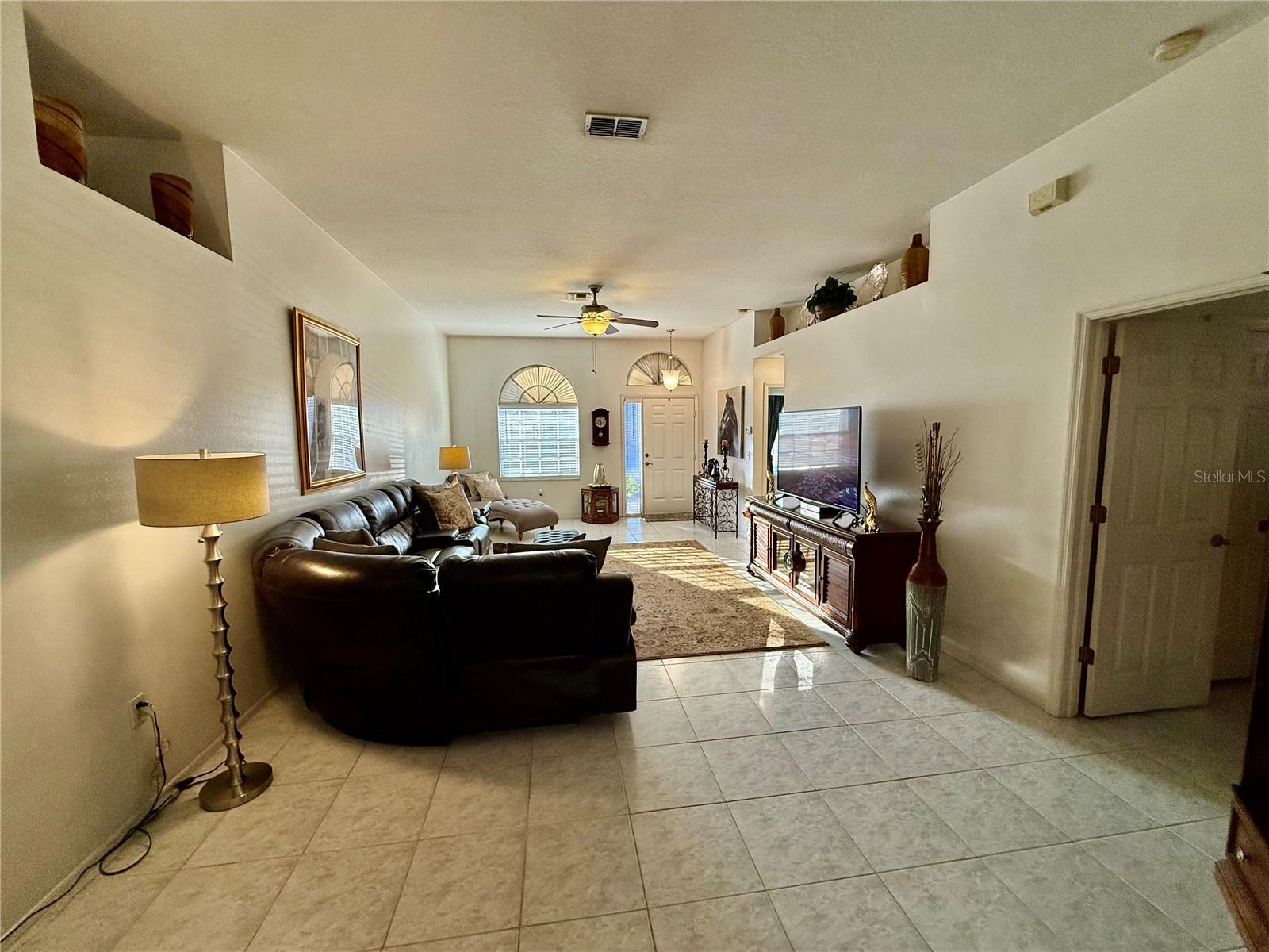 Expansive living room with high ceilings!