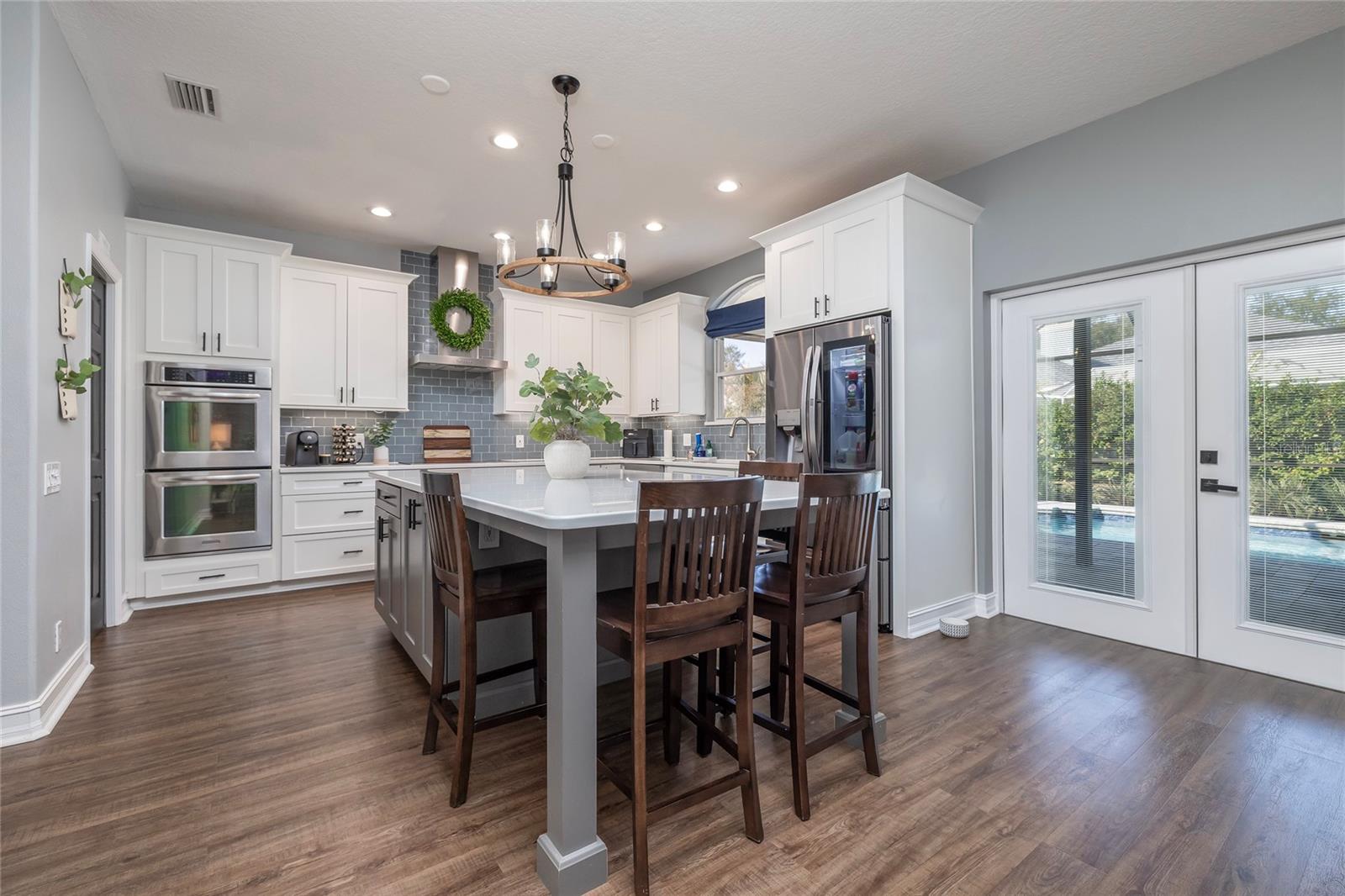 Custom-Kitchen with Stainless Steel Appliances and Quartz Countertops