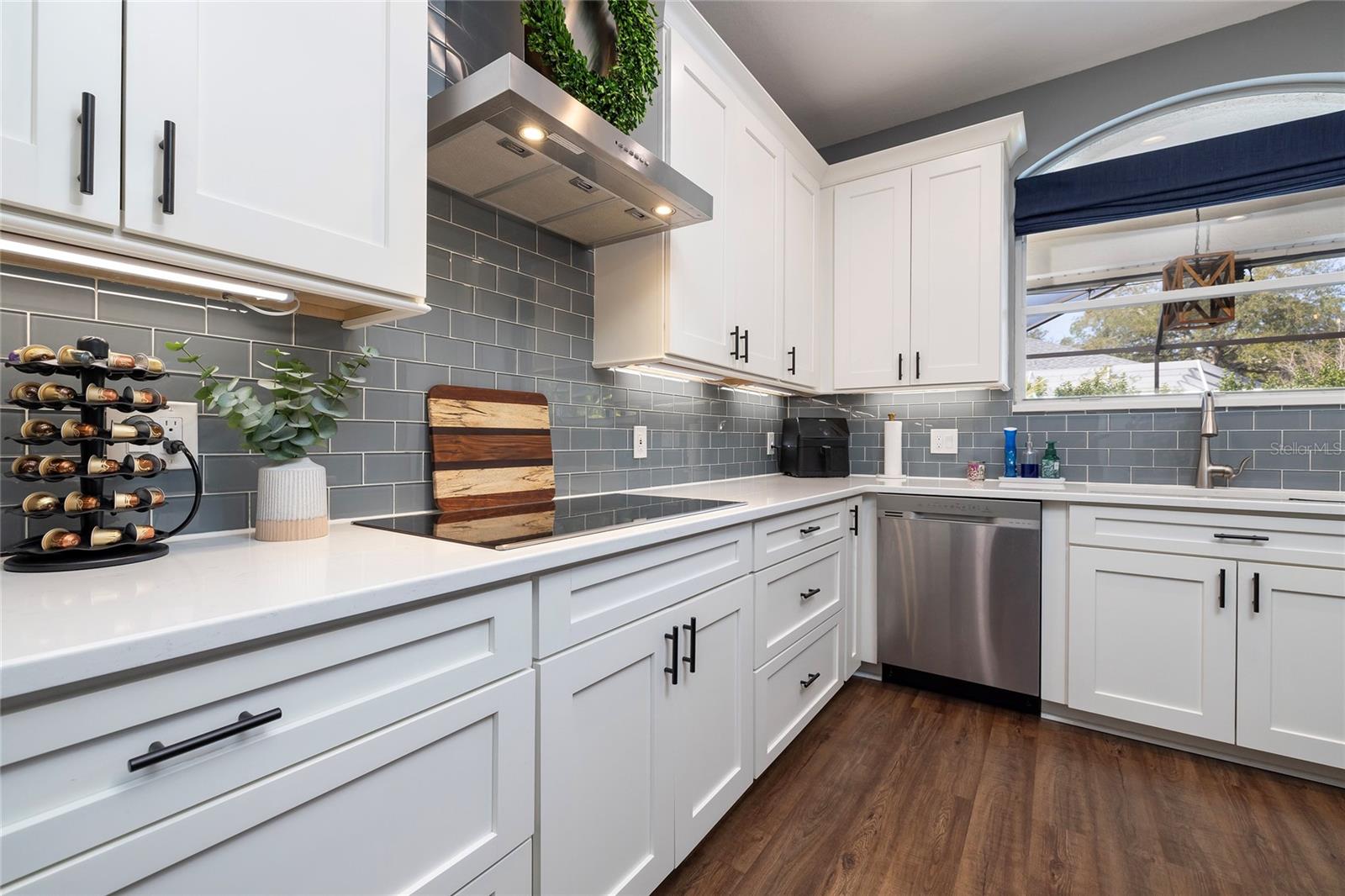 Custom-Kitchen with Stainless Steel Appliances and Quartz Countertops