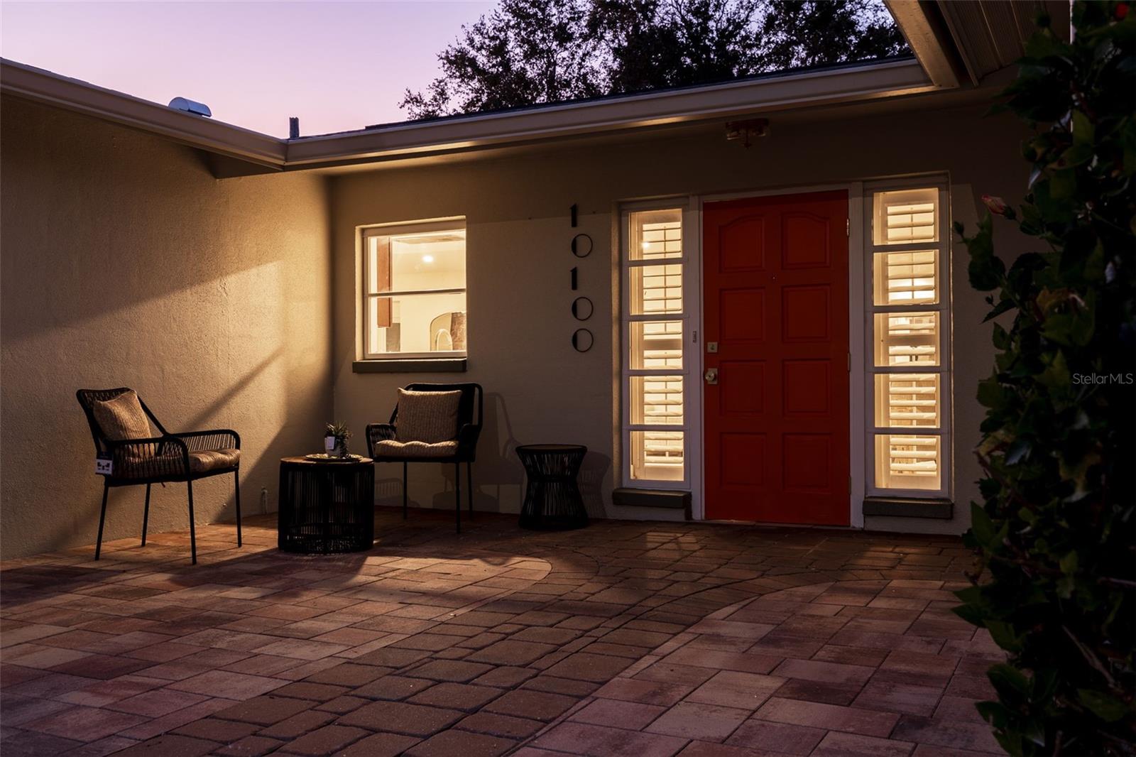 Front Porch has a cozy space for watching the sunrise to the east