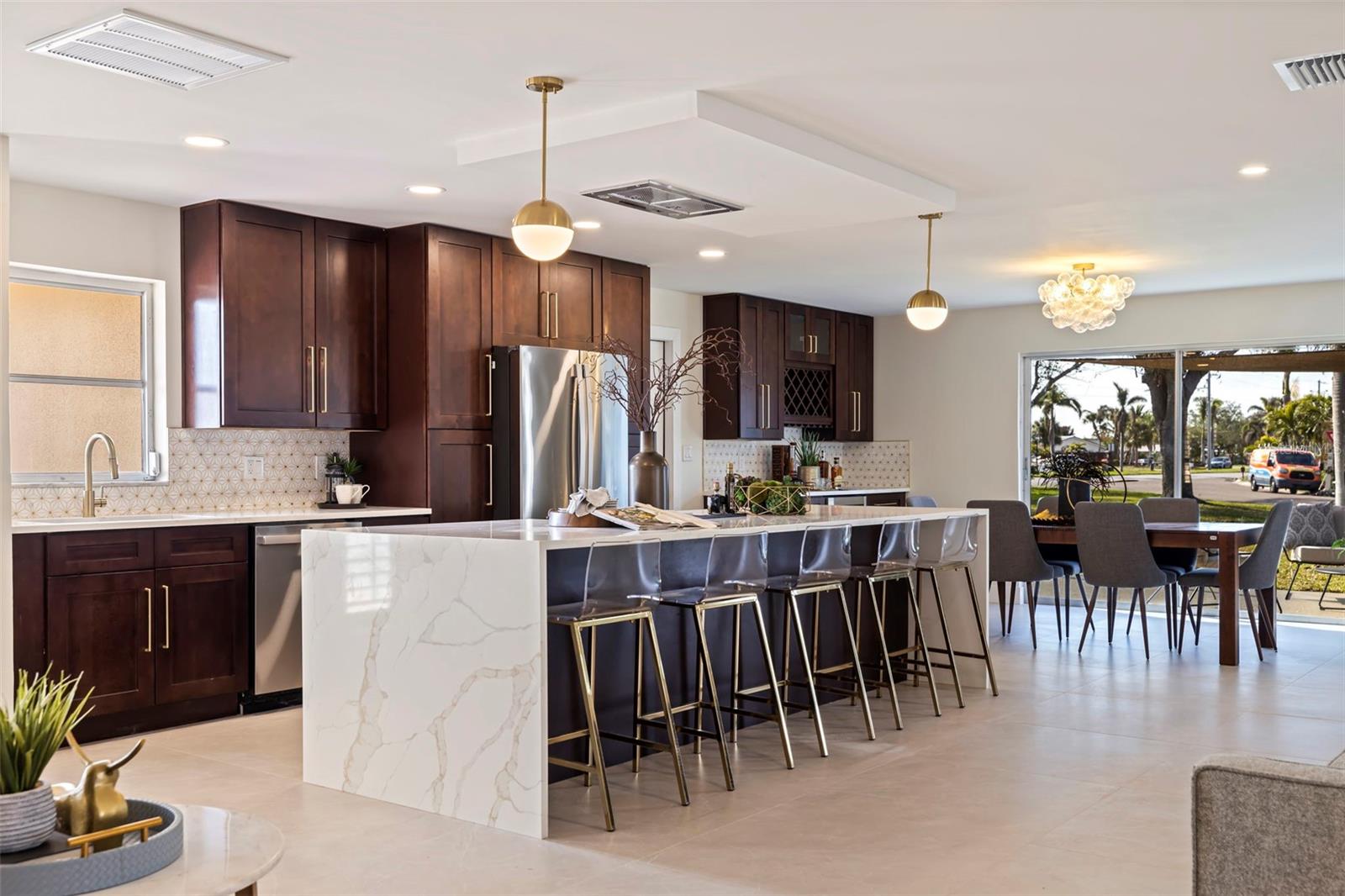 Stone-look tile flooring throughout the home