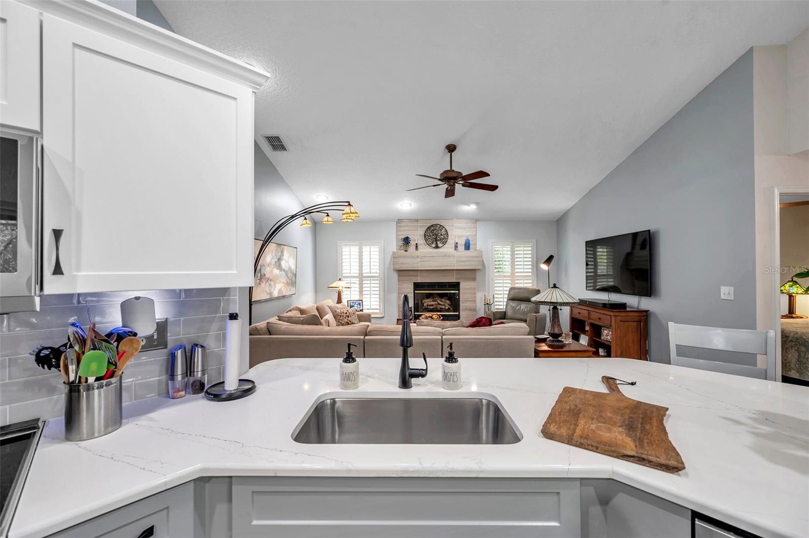 The kitchen is open to the fabulous family room