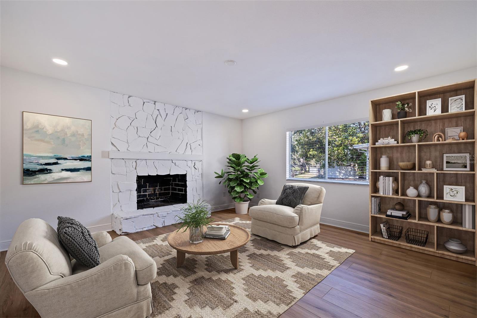 Fireplace/Family Room - virtually staged