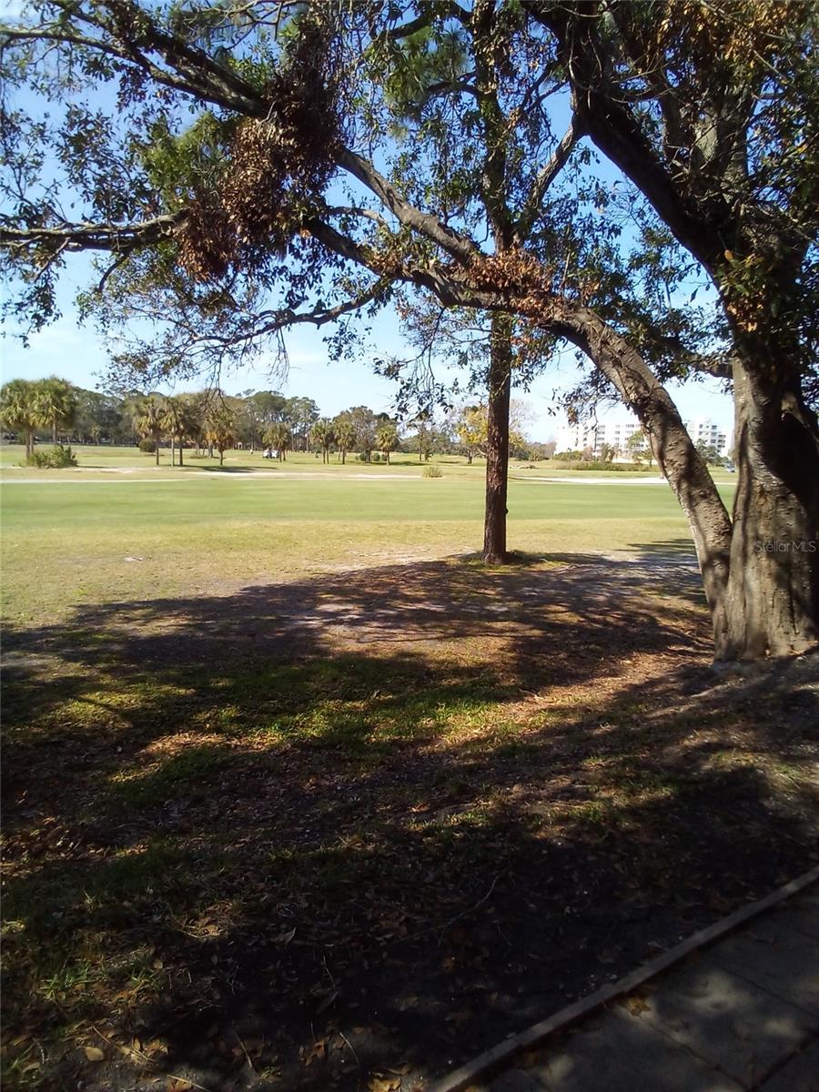 Golf course view from screened porch