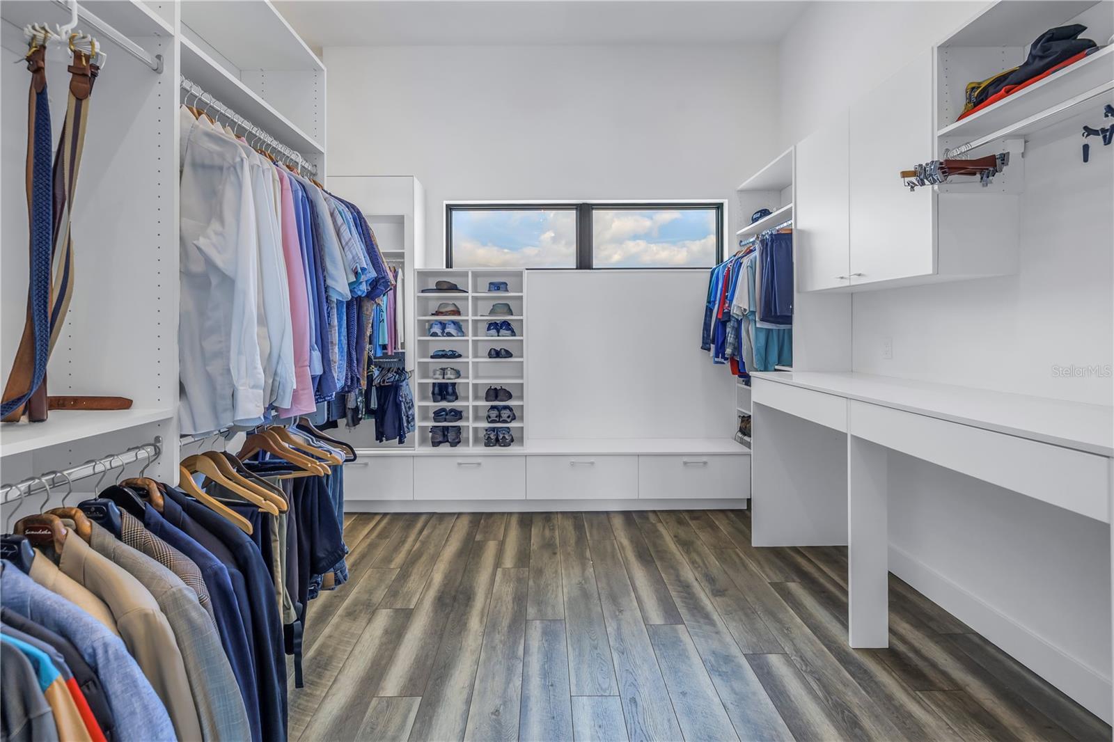 Huge custom built in closets.