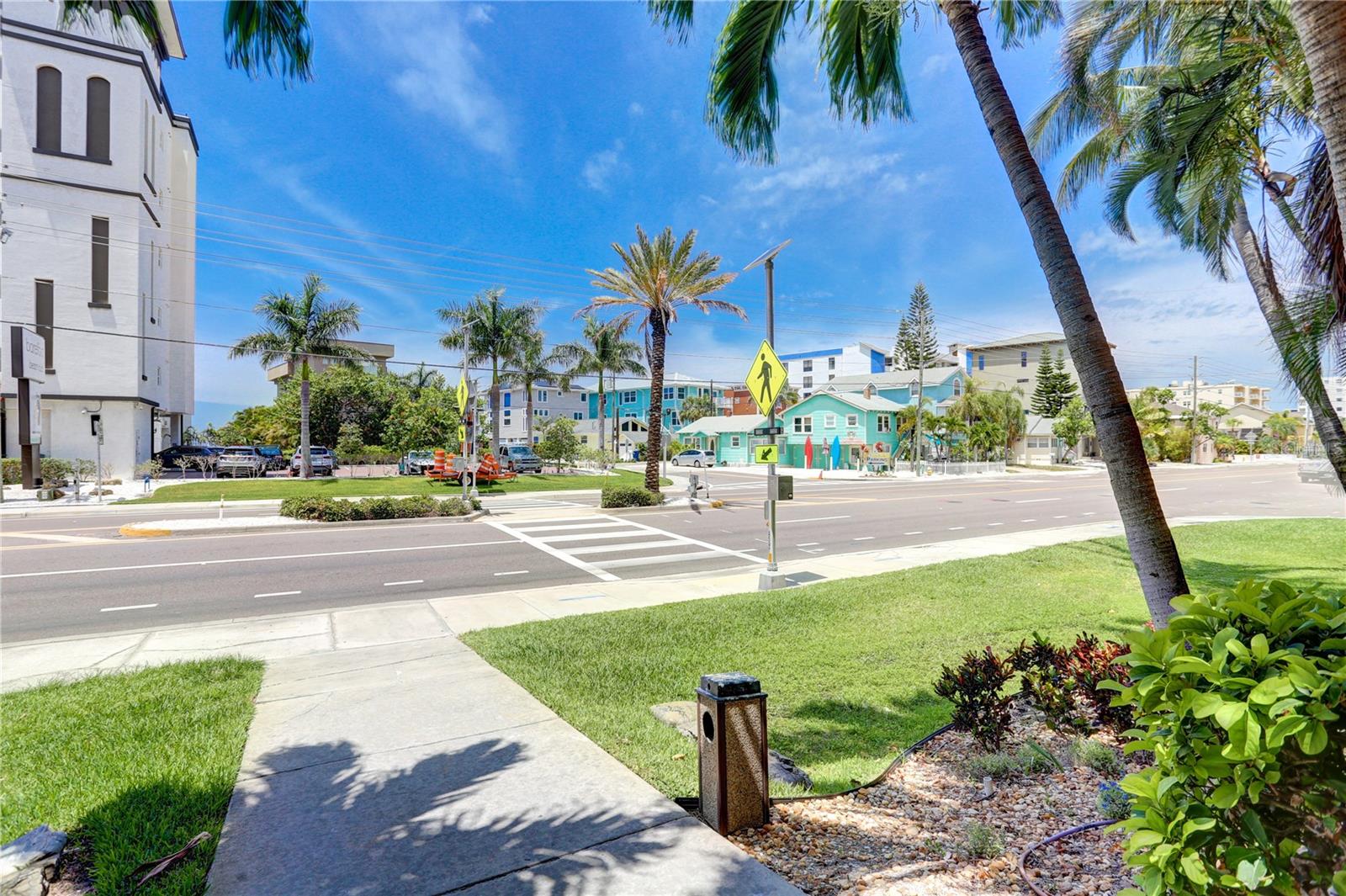 Crosswalk to the Beach is right outside the Building Entrance