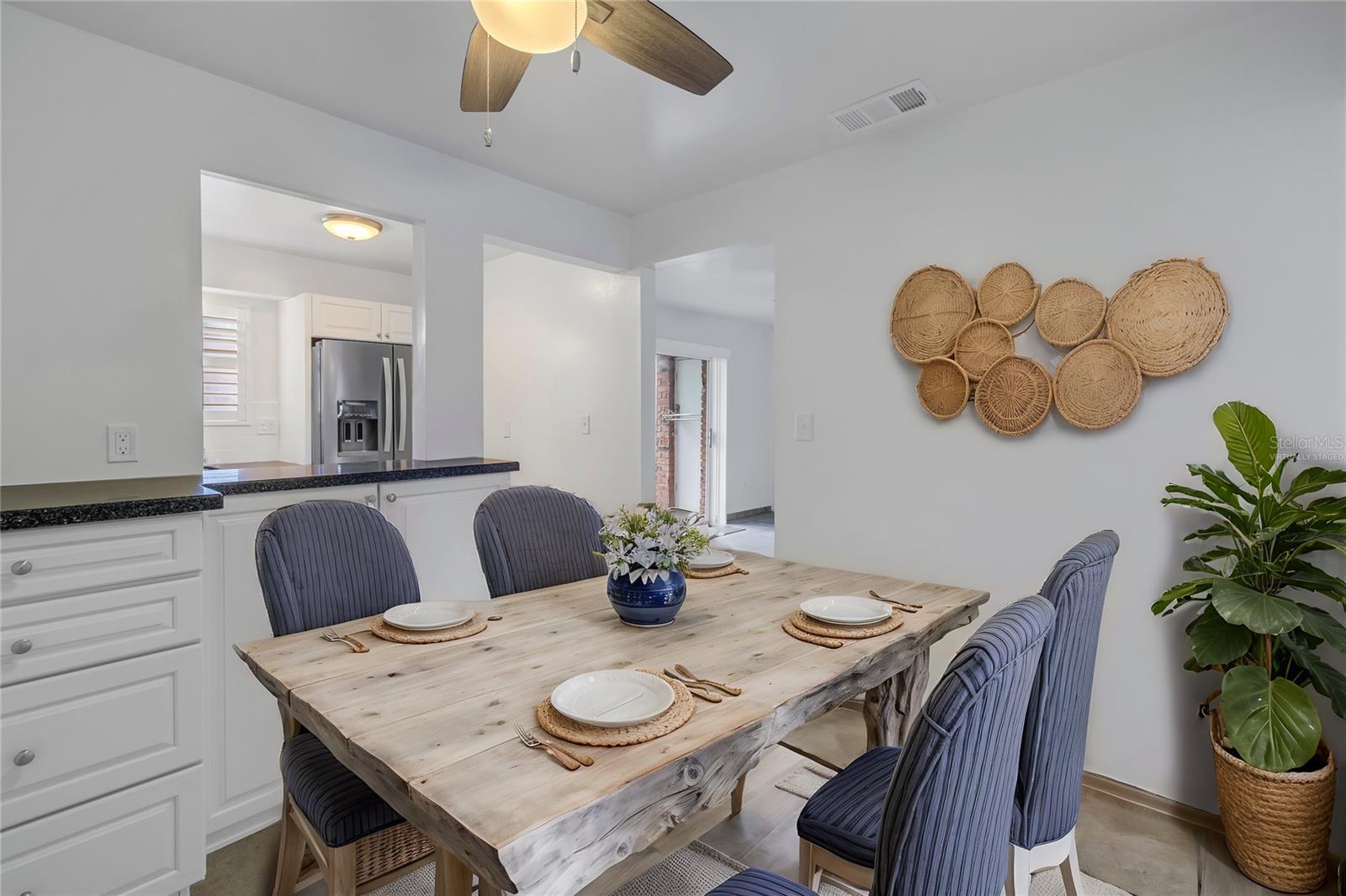 Virtually staged dining room.