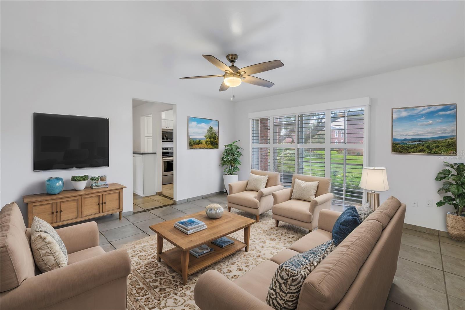 Virtually staged living room.