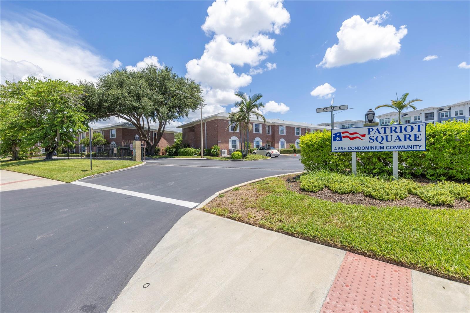 Main entrance. Notice the paved Skyway Trail right outside of the community.