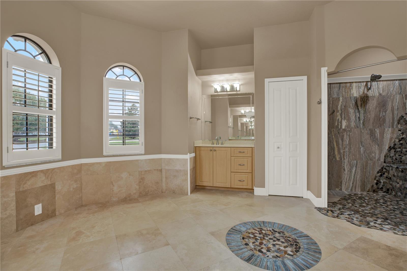 Primary ensuite Bathroom waiting for you to imagine a new soaking tub. Plumbing in place.