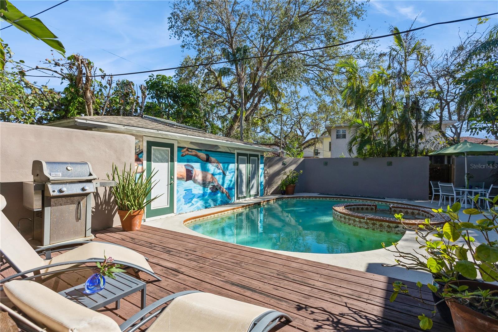 Deck across from the pool house