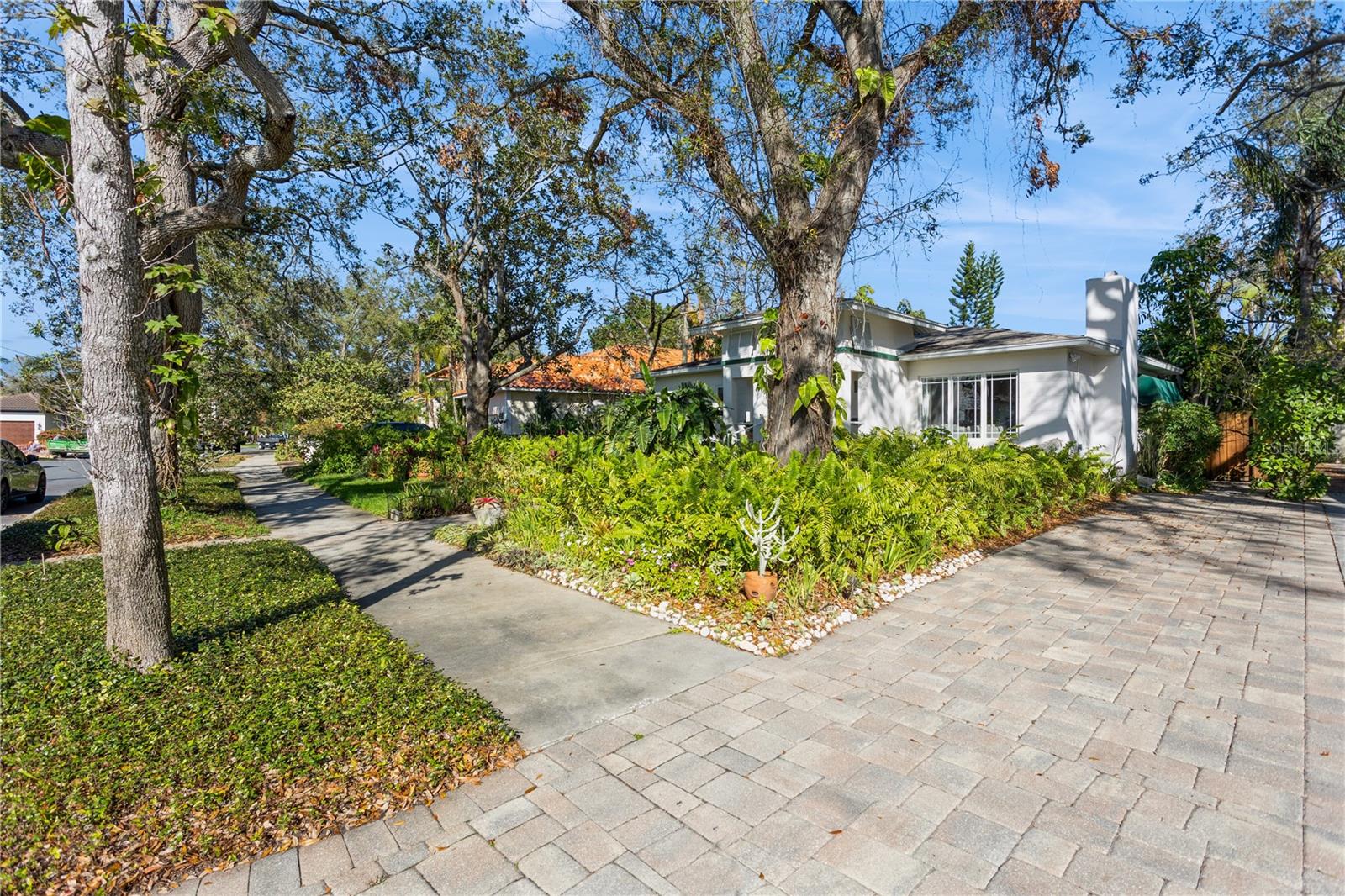 Paved corner side of the property