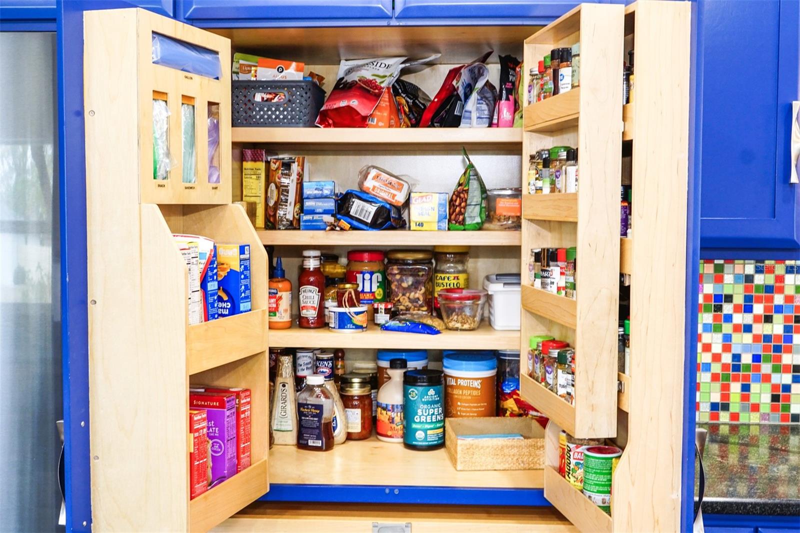 Pantry with Built-in Spice Rack and Baggie Storage