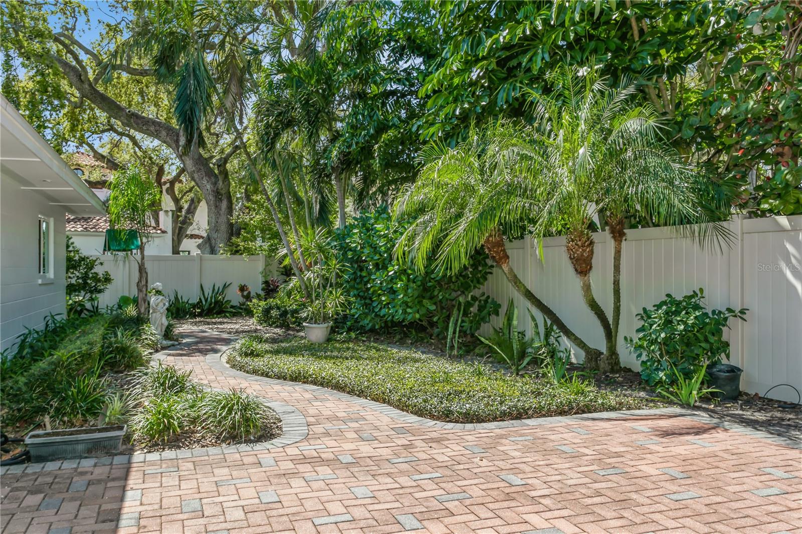 Circular pavers in the backyard