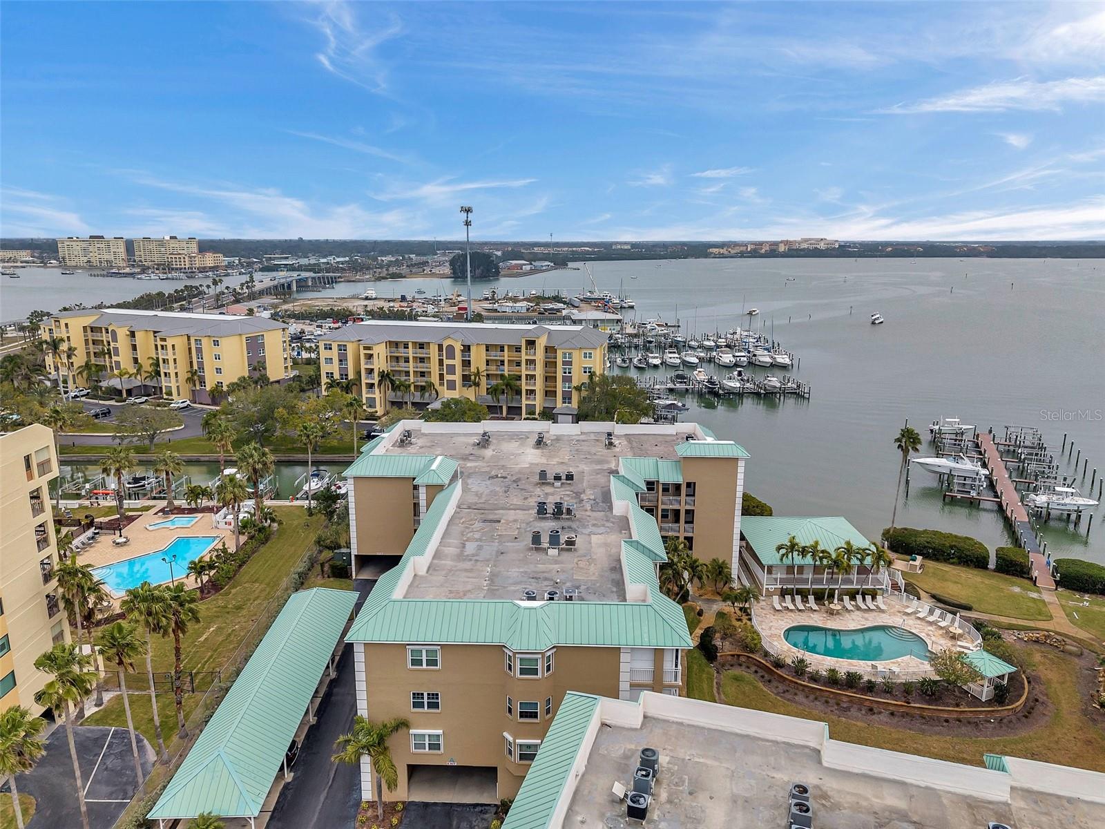 Aerial view looking East over Boca Ciega Bay