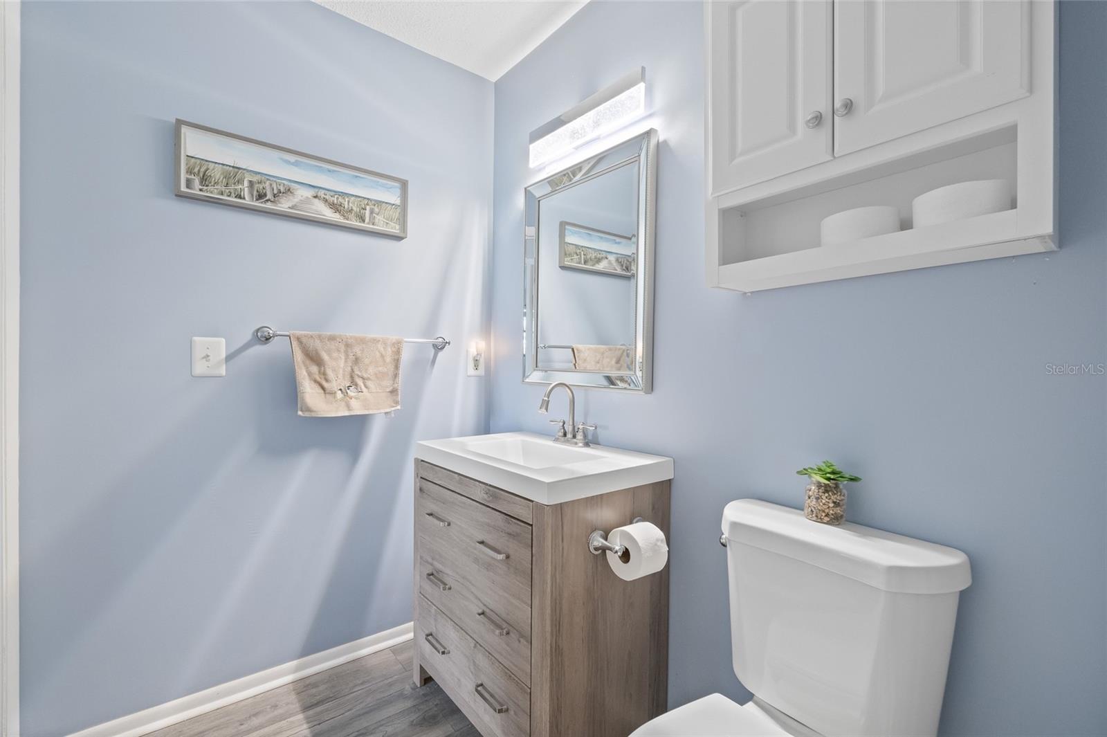 Vanity with lots of useful storage.