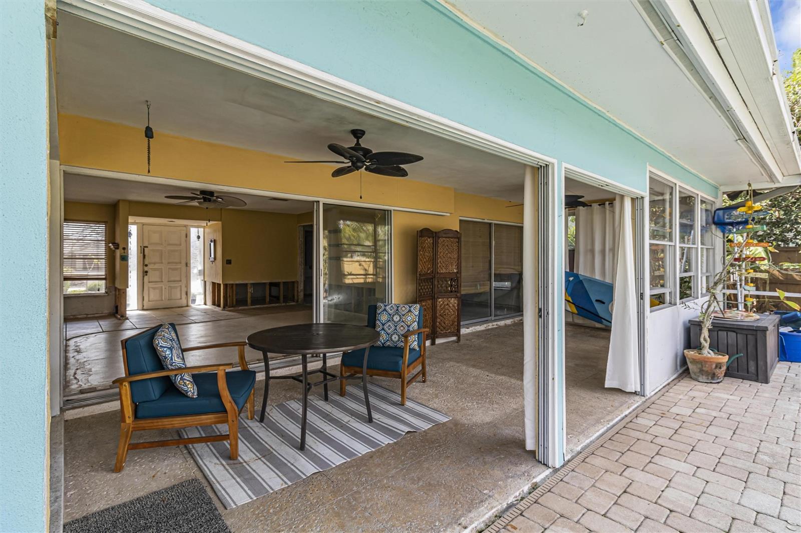 Covered lanai open to living room