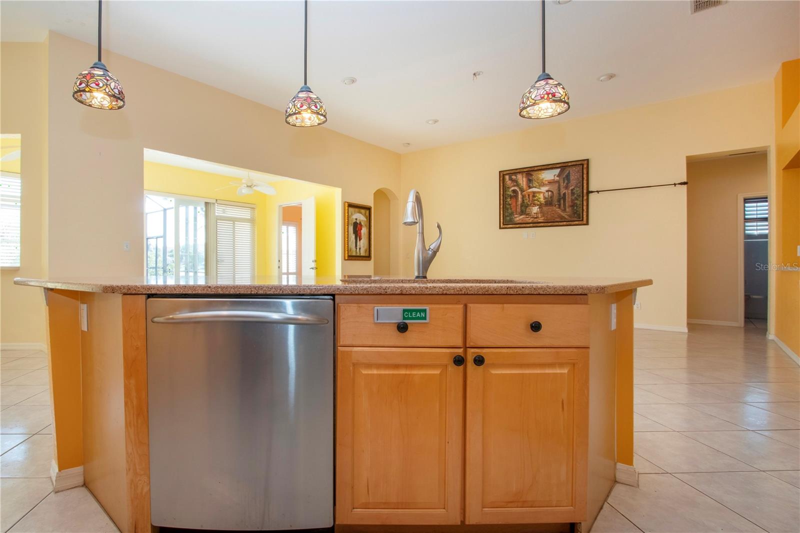 View of the island from inside the kitchen