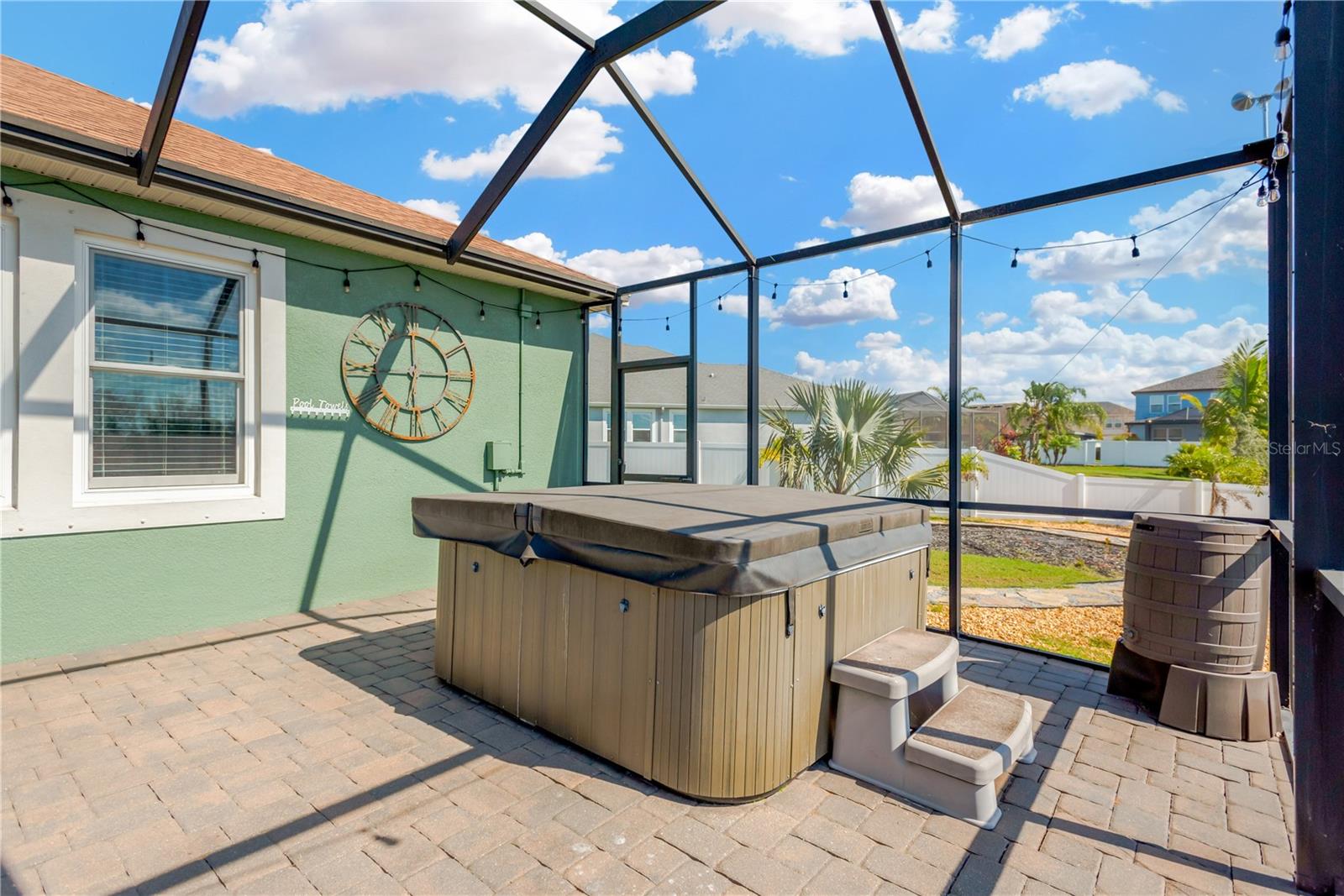 Steam your troubles away in this relaxing spa on your covered, screened patio.