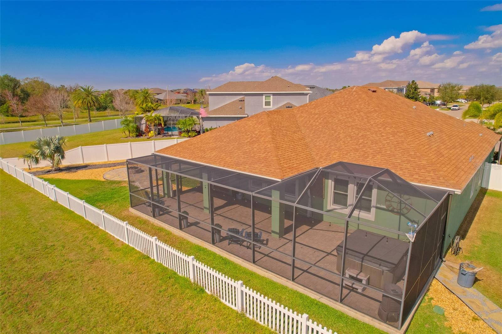 This pet friendly yard is completely fenced.