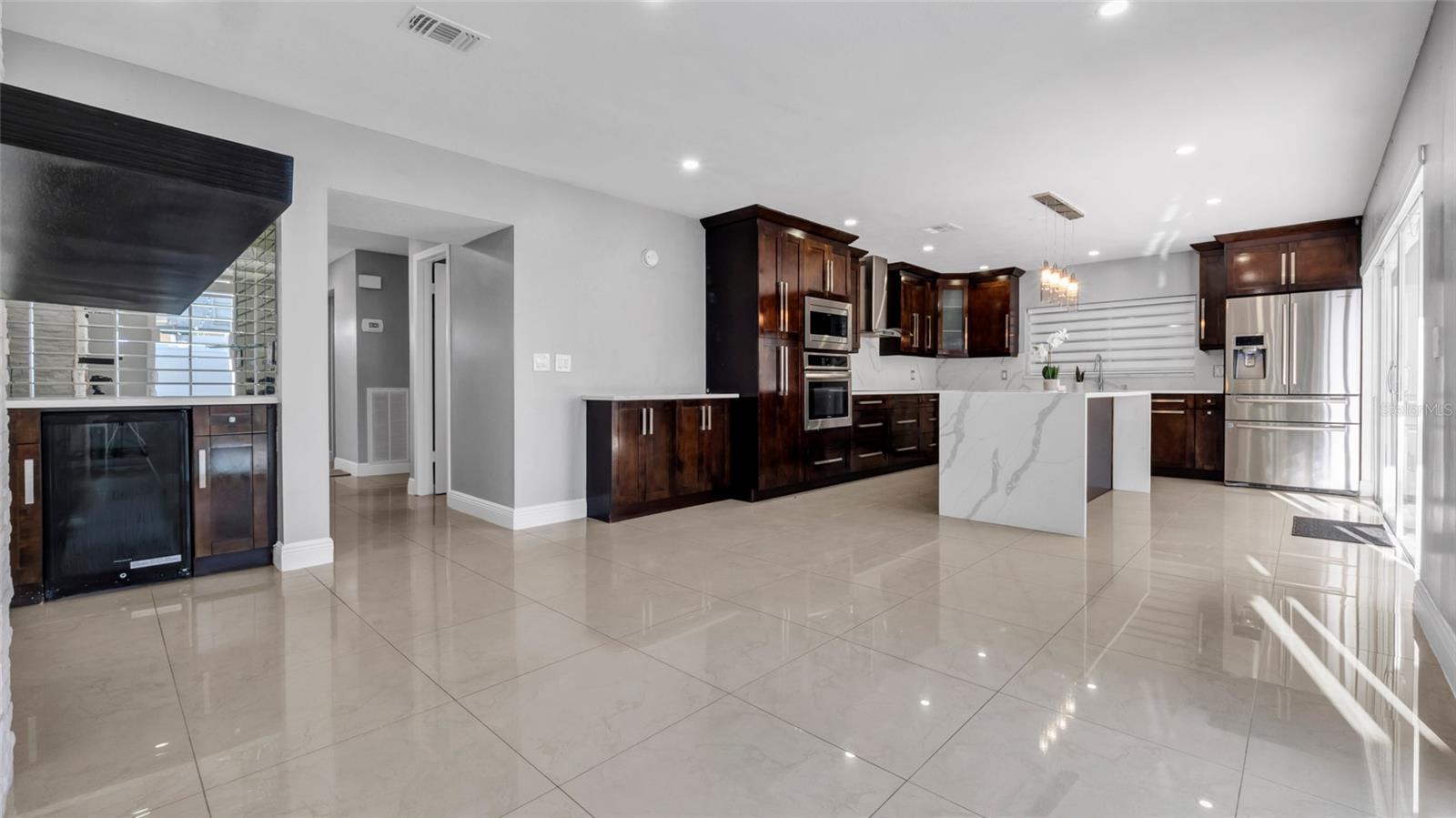 open concept family room and kitchen